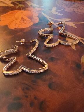 Paz Creations Rose Gold Over Silver Butterfly Hoop Earrings with Crystal Trim